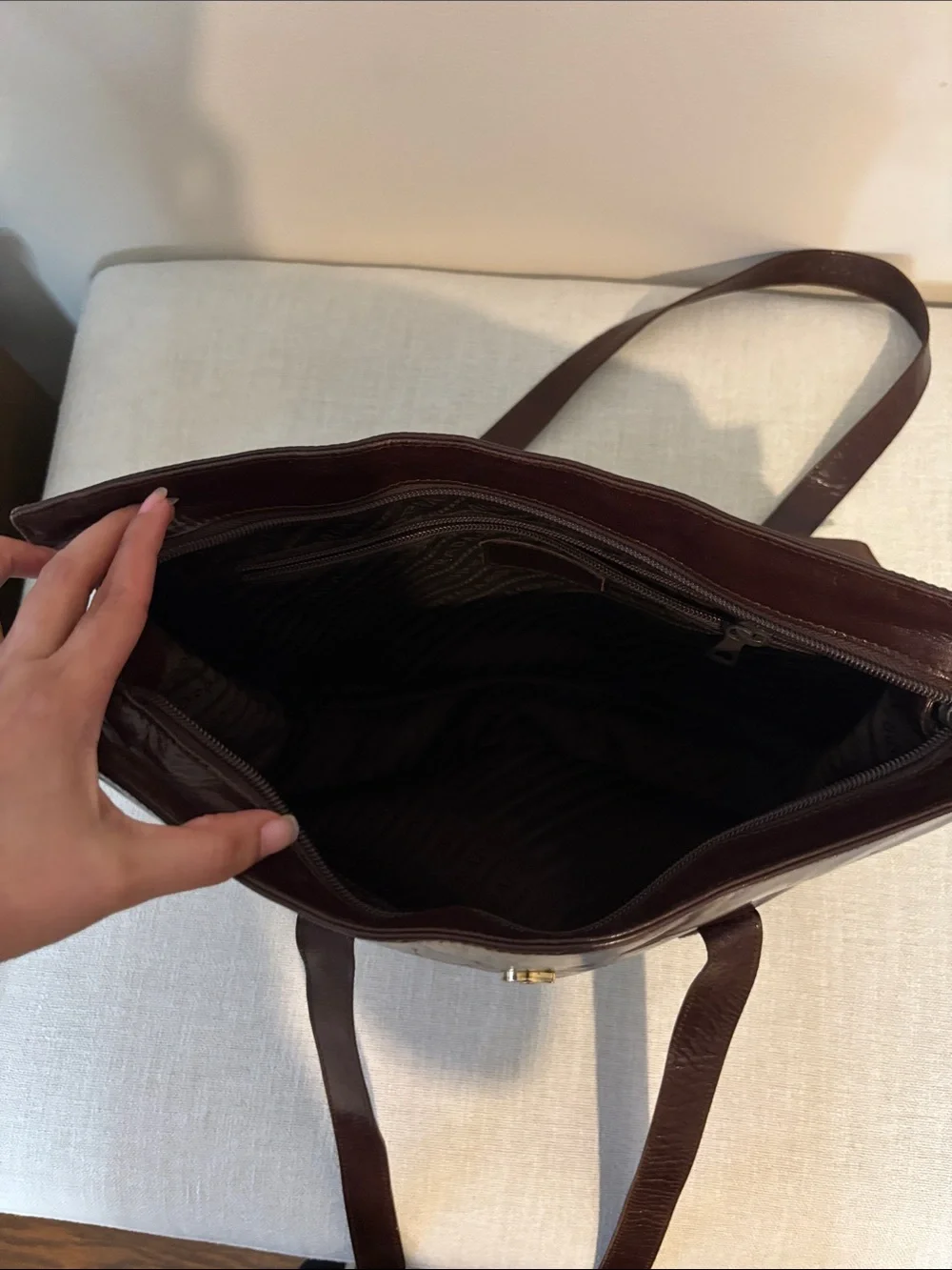Prada Brown Leather Shoulder Tote